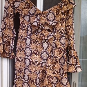 Off the Shoulder Belted Tea Dress